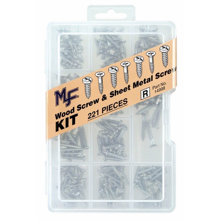 Wood & Sheet Metal Screws Large Project Kit (221 pcs.)