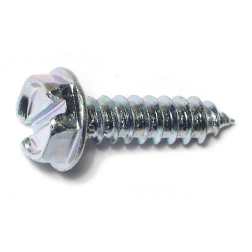 #10 x 3/4" Zinc Plated Steel Slotted Hex Washer Head Sheet Metal Screws