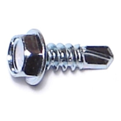 #8-18 x 1/2" Zinc Plated Steel Hex Washer Head Self-Drilling Screws