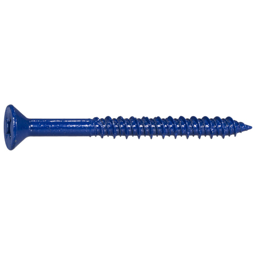 1/4" x 2-3/4" Blue Ruspert Coated Steel Phillips Flat Head Masonry Screws