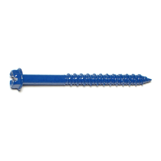 1/4" x 2-3/4" Blue Ruspert Coated Steel Slotted Hex Washer Head Masonry Screws