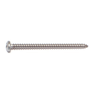 #6 x 2" 18-8 Stainless Steel Phillips Pan Head Sheet Metal Screws