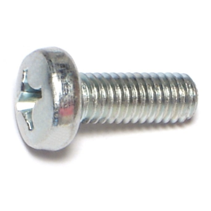 6mm-1.0 x 16mm Zinc Plated Class 4.8 Steel Coarse Thread Phillips Pan Head Machine Screws