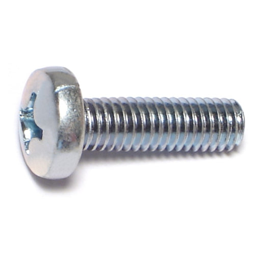 6mm-1.0 x 20mm Zinc Plated Class 4.8 Steel Coarse Thread Phillips Pan Head Machine Screws