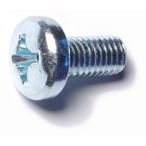 8mm-1.25 x 16mm Zinc Plated Class 4.8 Steel Coarse Thread Phillips Pan Head Machine Screws