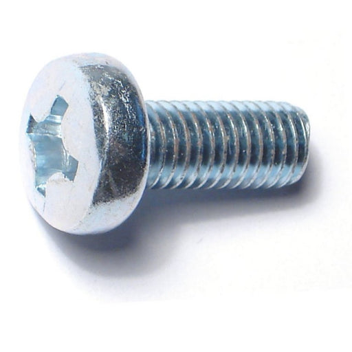 8mm-1.25 x 20mm Zinc Plated Class 4.8 Steel Coarse Thread Phillips Pan Head Machine Screws