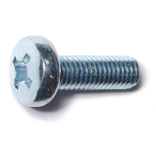 8mm-1.25 x 25mm Zinc Plated Class 4.8 Steel Coarse Thread Phillips Pan Head Machine Screws