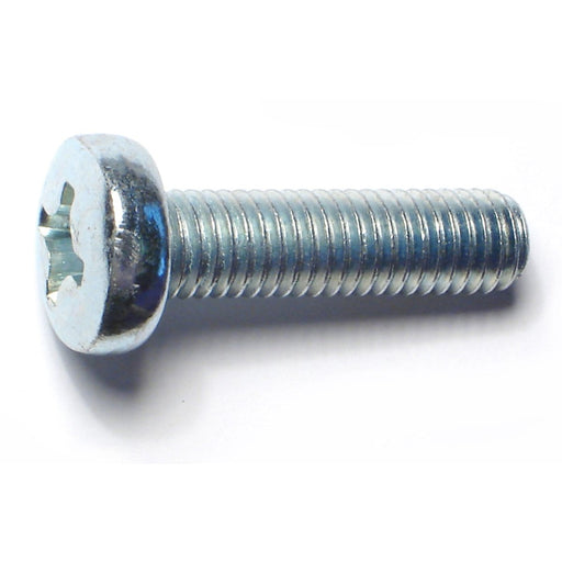 8mm-1.25 x 30mm Zinc Plated Class 4.8 Steel Coarse Thread Phillips Pan Head Machine Screws