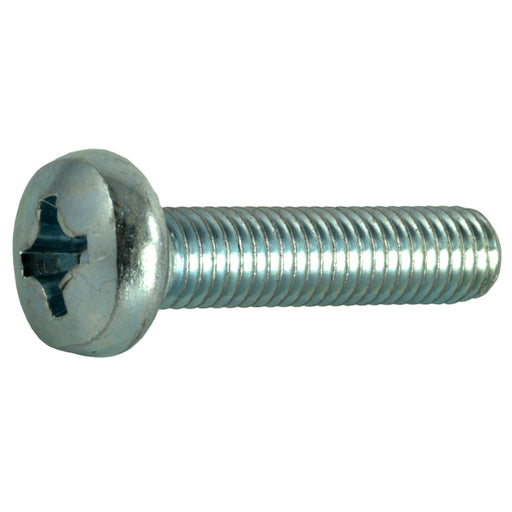 8mm-1.25 x 35mm Zinc Plated Class 4.8 Steel Coarse Thread Phillips Pan Head Machine Screws