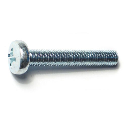 8mm-1.25 x 50mm Zinc Plated Class 4.8 Steel Coarse Thread Phillips Pan Head Machine Screws