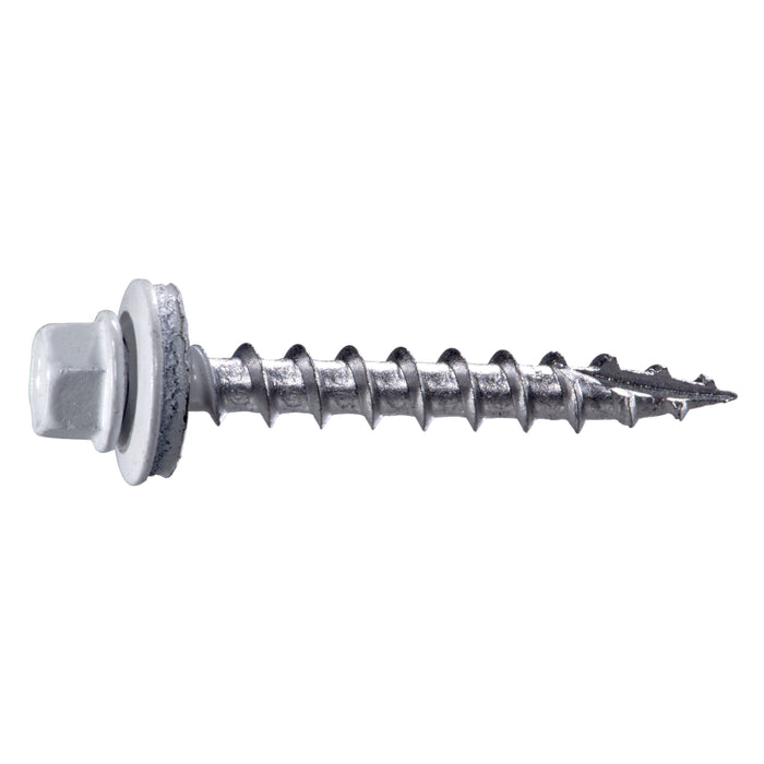 #10 x 1-1/2" White Painted Steel Hex Washer Head Pole Barn Self-Drilling Screws