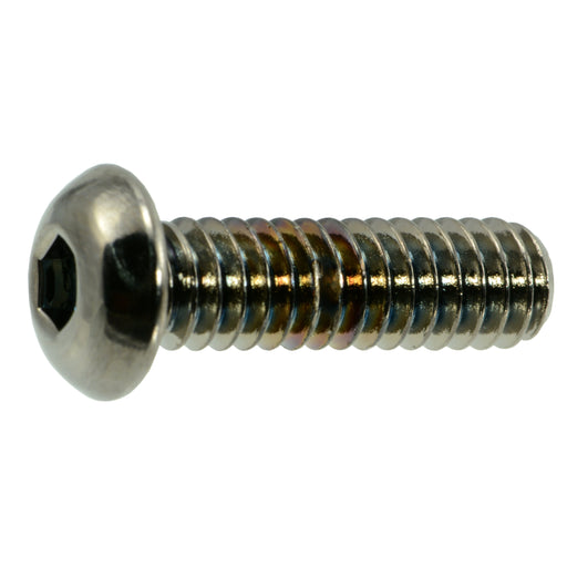 1/4"-20 x 7/8" Black Chrome Plated Steel Coarse Thread Button Head Socket Cap Screws