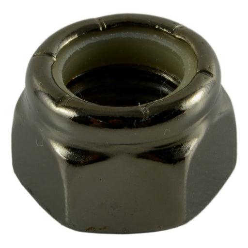 7/16"-20 Black Chrome Plated Steel Fine Thread Nylon Insert Lock Nuts