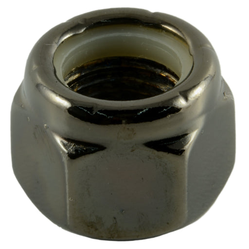 1/2"-20 Black Chrome Plated Steel Fine Thread Nylon Insert Lock Nuts