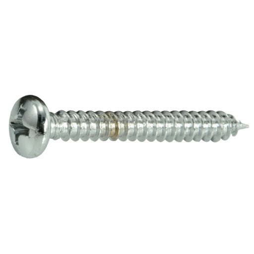 #8 x 1-1/4" Chrome Plated Steel Phillips Pan Head Sheet Metal Screws