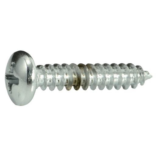 #10 x 1" Chrome Plated Steel Phillips Pan Head Sheet Metal Screws