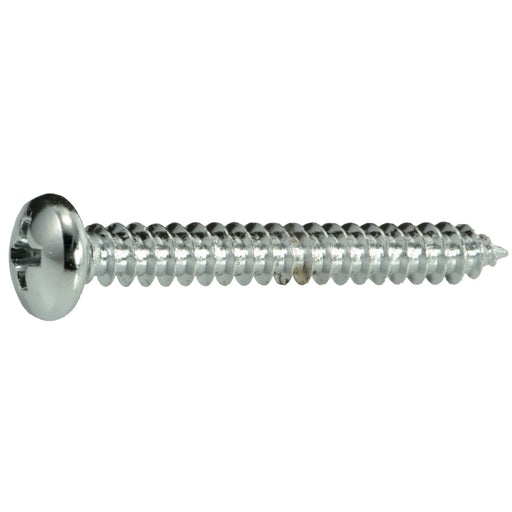 #10 x 1-1/2" Chrome Plated Steel Phillips Pan Head Sheet Metal Screws