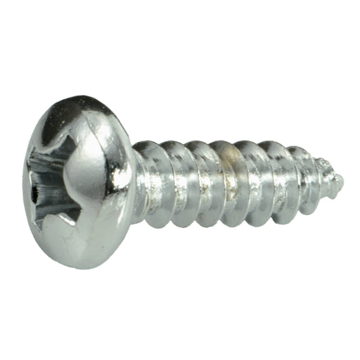 #12 x 3/4" Chrome Plated Steel Phillips Pan Head Sheet Metal Screws