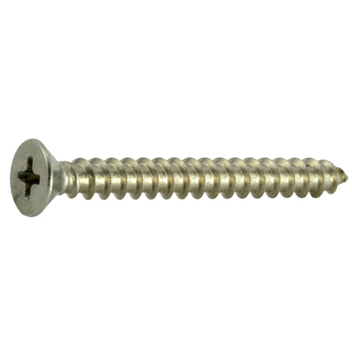 #10 x 1-3/4" 18-8 Stainless Steel Phillips Flat Head Sheet Metal Screws