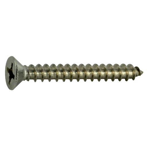 #12 x 1-3/4" 18-8 Stainless Steel Phillips Flat Head Sheet Metal Screws