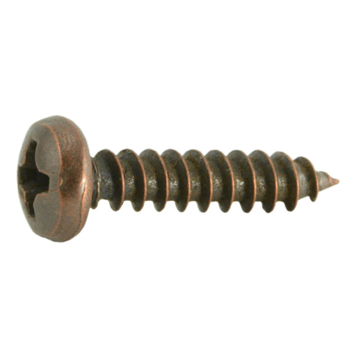 #6 x 5/8" Venetian Bronze Plated Steel Phillips Pan Head Sheet Metal Screws