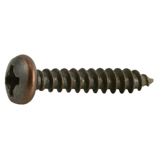 #6 x 3/4" Venetian Bronze Plated Steel Phillips Pan Head Sheet Metal Screws