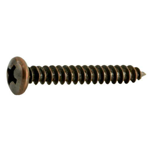 #6 x 1" Venetian Bronze Plated Steel Phillips Pan Head Sheet Metal Screws