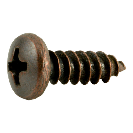 #8 x 1/2" Venetian Bronze Plated Steel Phillips Pan Head Sheet Metal Screws