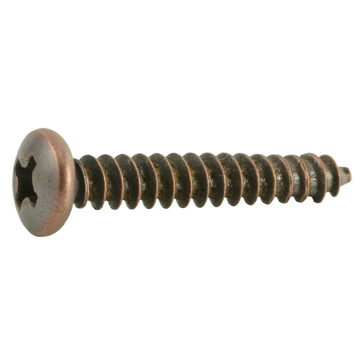 #8 x 3/4" Venetian  Bronze Plated Steel Phillips Pan Head Sheet Metal Screws