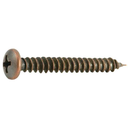 #8 x 1-1/4" Venetian  Bronze Plated Steel Phillips Pan Head Sheet Metal Screws