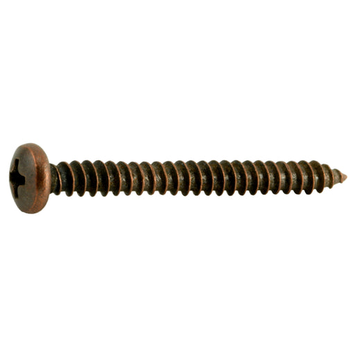 #8 x 1-1/2" Venetian  Bronze Plated Steel Phillips Pan Head Sheet Metal Screws