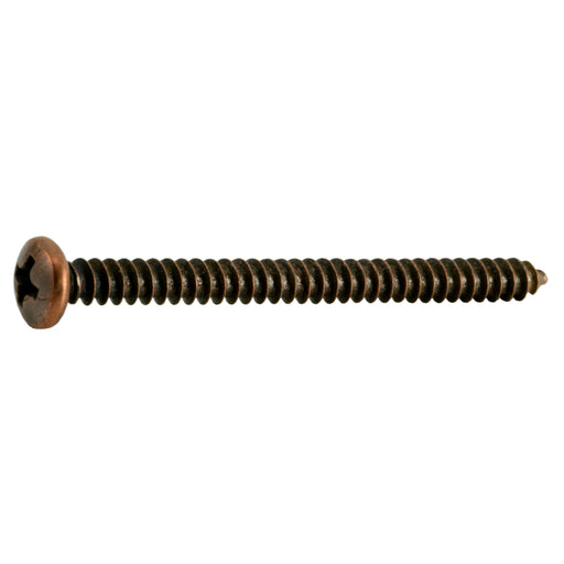 #8 x 2" Venetian  Bronze Plated Steel Phillips Pan Head Sheet Metal Screws