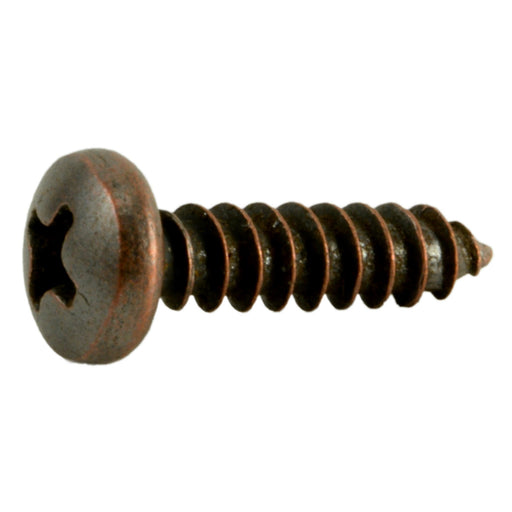 #10 x 3/4" Venetian  Bronze Plated Steel Phillips Pan Head Sheet Metal Screws