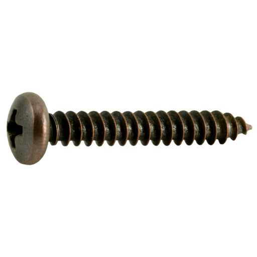 #10 x 1-1/4" Venetian Bronze Plated Steel Phillips Pan Head Sheet Metal Screws