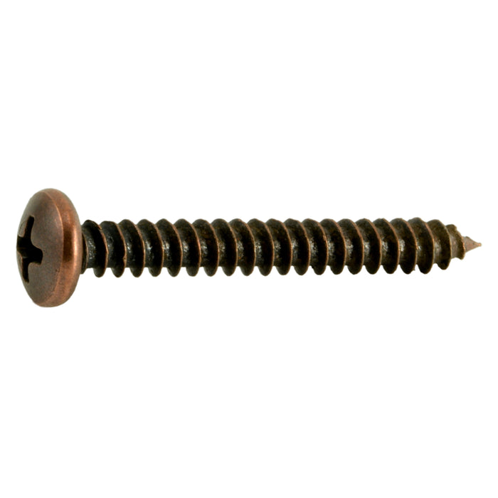 #10 x 1-1/2" Venetian Bronze Plated Steel Phillips Pan Head Sheet Metal Screws