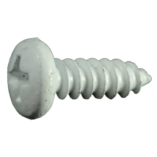 #8 x 1/2" White Steel Phillips Pan Head Sheet Metal Screws