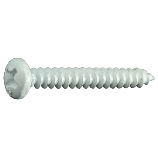 #8 x 1-1/4" White Steel Phillips Pan Head Sheet Metal Screws