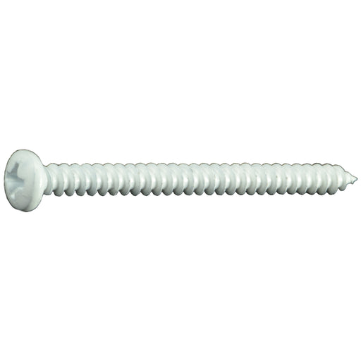 #8 x 2" White Steel Phillips Pan Head Sheet Metal Screws