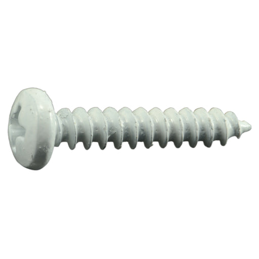 #10 x 1" White Steel Phillips Pan Head Sheet Metal Screws