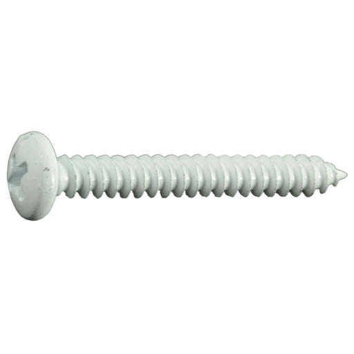 #10 x 1-1/2" White Steel Phillips Pan Head Sheet Metal Screws