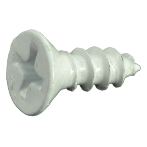 #8 x 1/2" White Steel Phillips Flat Head Sheet Metal Screws