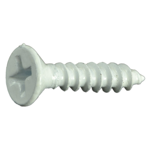 #8 x 3/4" White Steel Phillips Flat Head Sheet Metal Screws