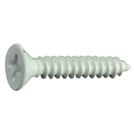 #8 x 1" White Steel Phillips Flat Head Sheet Metal Screws