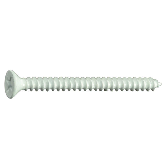 #8 x 2" White Steel Phillips Flat Head Sheet Metal Screws