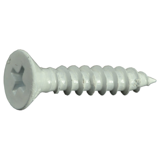 #10 x 1" White Steel Phillips Flat Head Sheet Metal Screws