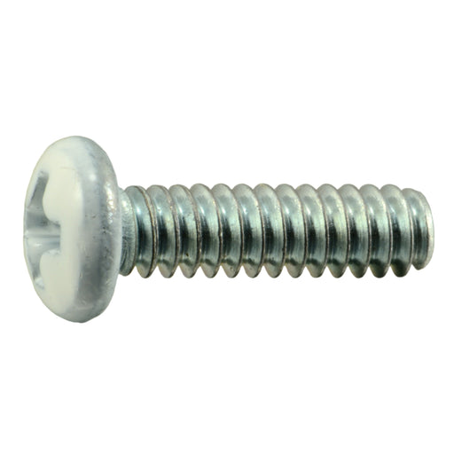 #6-32 x 1/2" White Painted Head Zinc Plated Steel Coarse Thread Phillips Pan Head Machine Screws