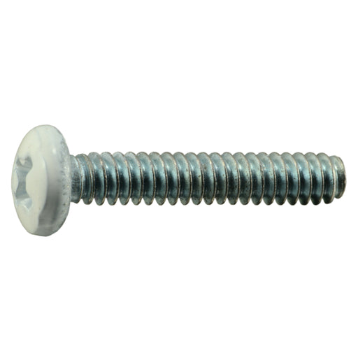 #6-32 x 3/4" White Painted Head Zinc Plated Steel Coarse Thread Phillips Pan Head Machine Screws