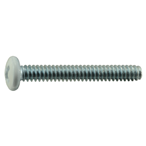 #6-32 x 1" White Painted Head Zinc Plated Steel Coarse Thread Phillips Pan Head Machine Screws