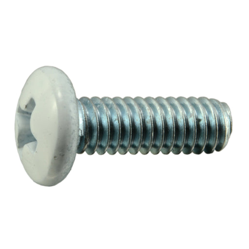 #8-32 x 1/2" White Painted Head Zinc Plated Steel Coarse Thread Phillips Pan Head Machine Screws