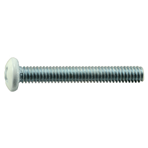 #8-32 x 1-1/4" White Painted Head Zinc Plated Steel Coarse Thread Phillips Pan Head Machine Screws